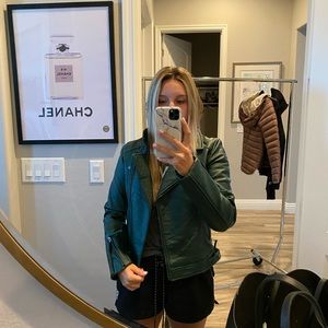 Green Romeo and Juliet faux leather jacket